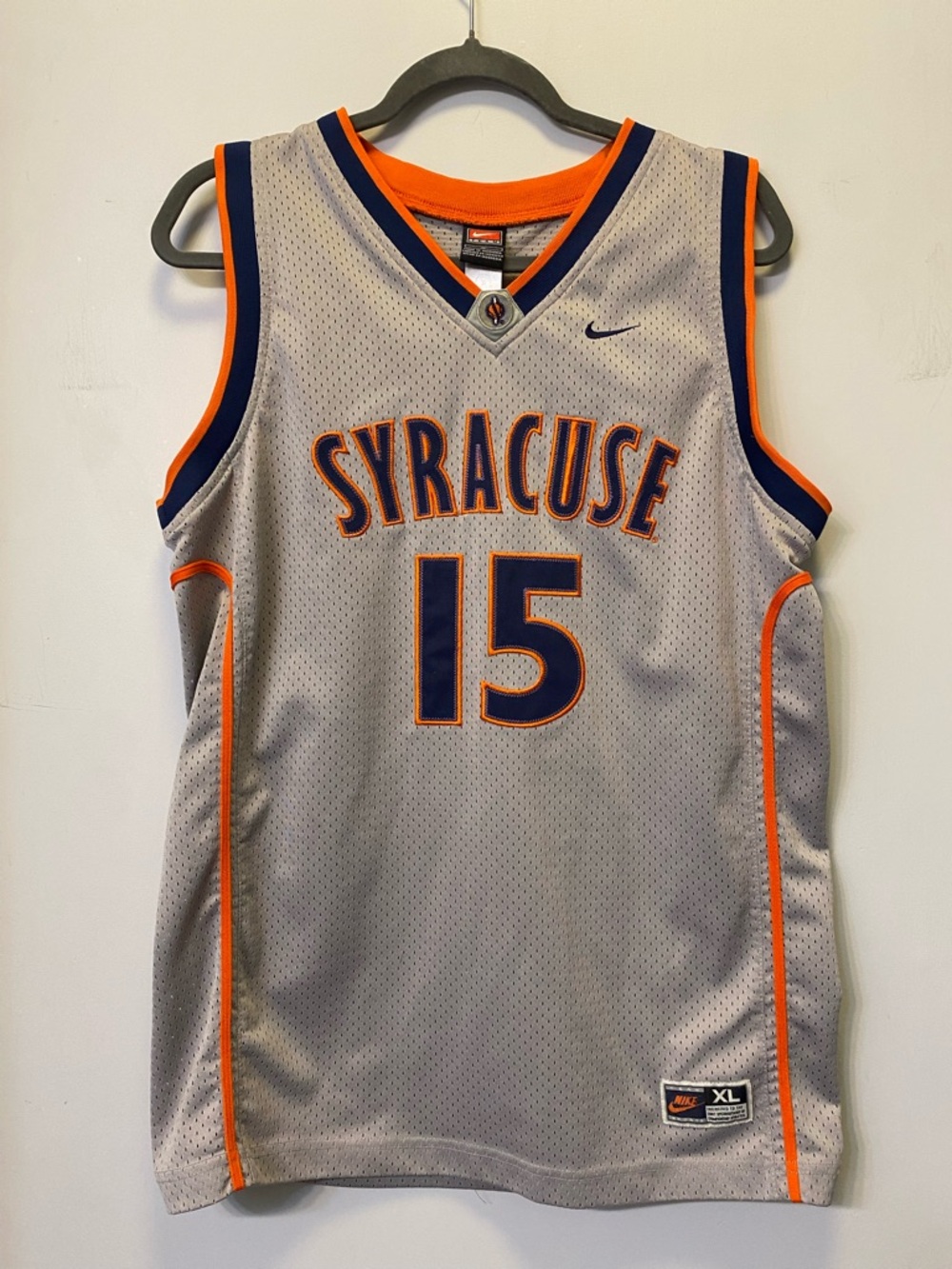 Vintage Nike Syracuse Carmelo Anthony #15 Jersey Youth XL Size 20 Gray NCAA